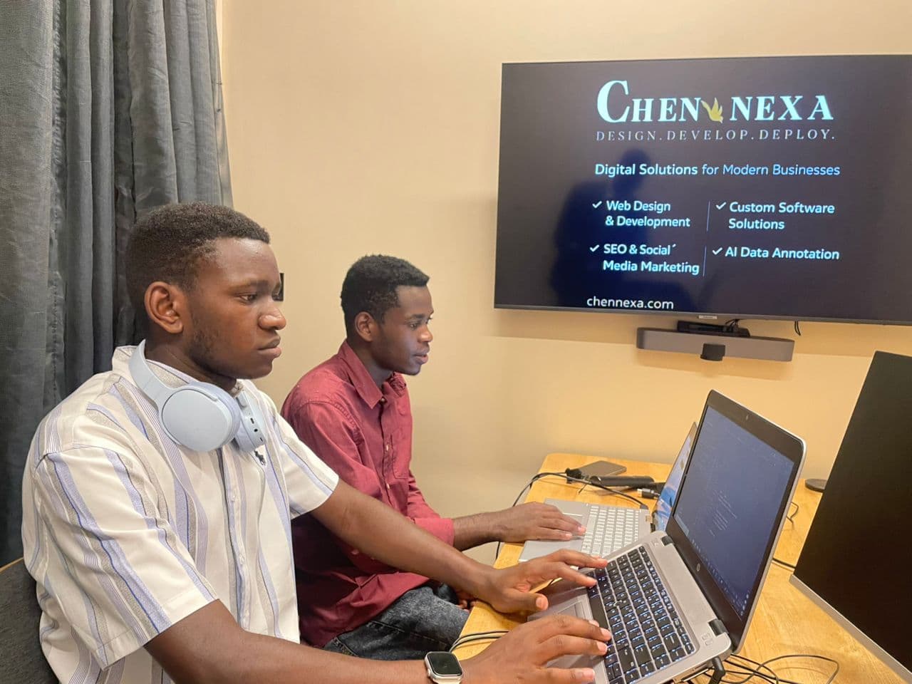 The Chen Nexa team at work in Norrsken House Kigali